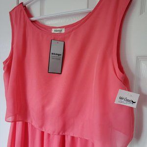 NEW w/TAG! Coral Pink Dress with Sheer Overlay